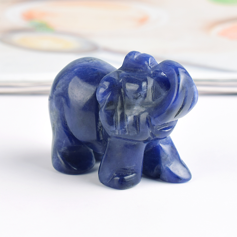 1.5 Inch Hand Carved Sodalite Stone Elephant Crystal Animal Figurines