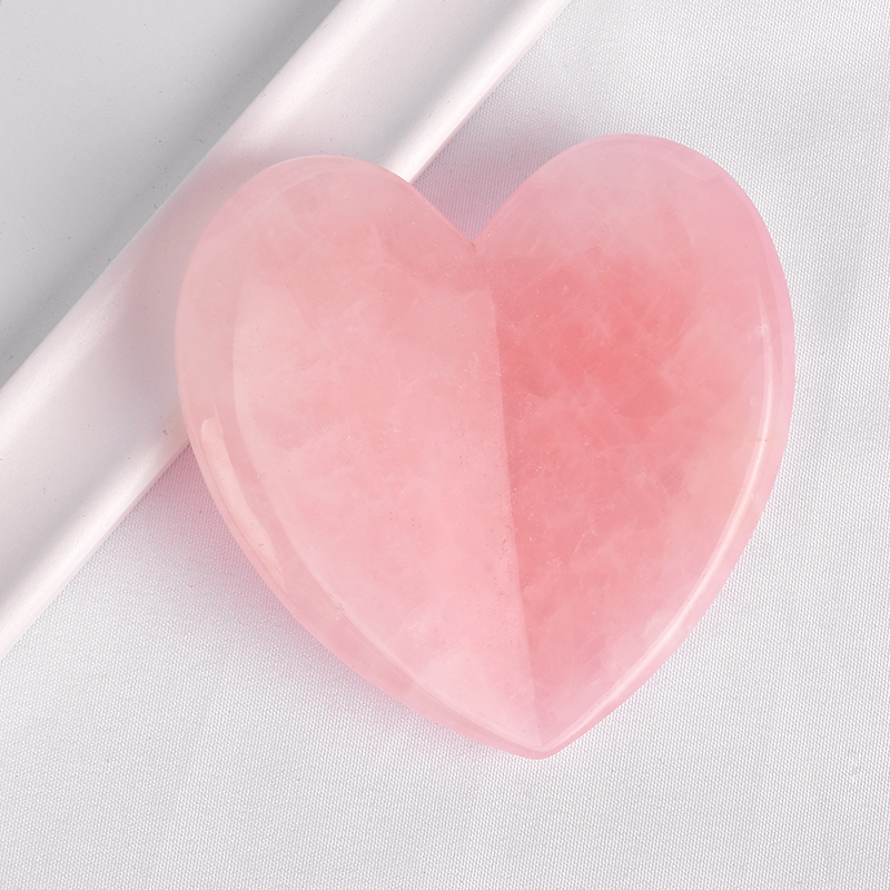 Heart Shape Natural Rose Quartz Gua Sha Facial Massage Natural Scraping board Body Scraper Crystal Scratching