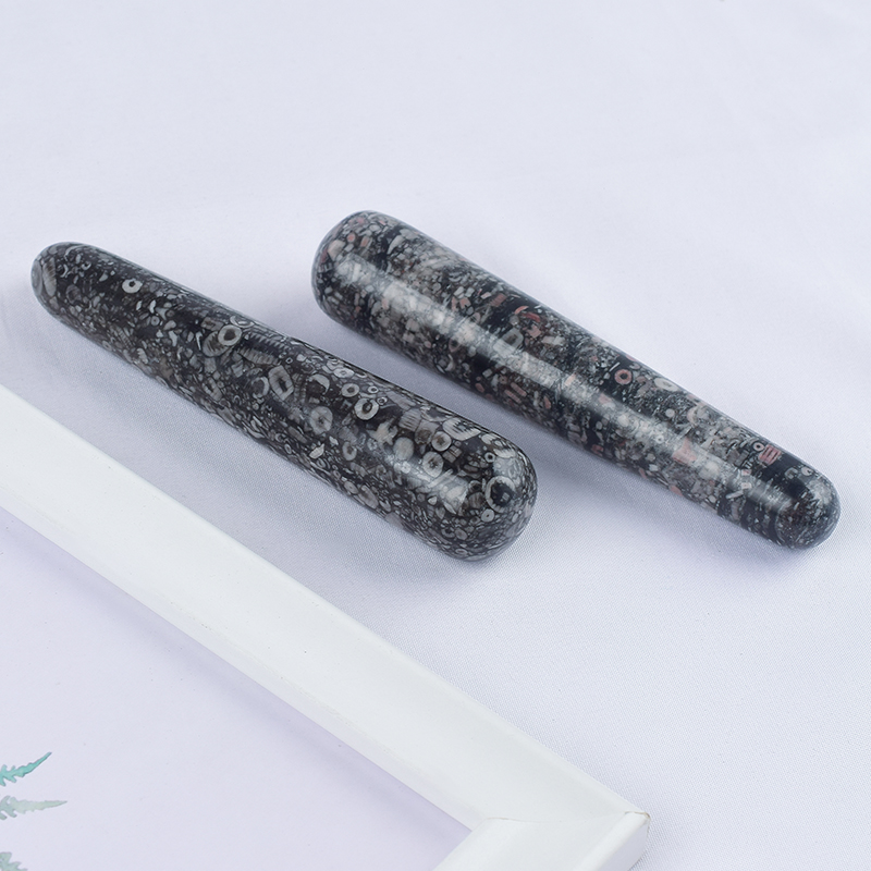 Natural Crinoid Jasper Wand Massage Wand for Acupuncture Therapy Stick 