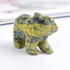 1.5 Inch Hand Carved Straw Turquoise Crystal Elephant Crystal Animal Figurines