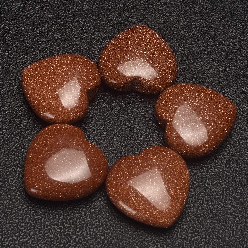 20mm 30mm 35mm Gold Sandstone Heart Shape Gemstone Beads Natural Crystal Hearts 