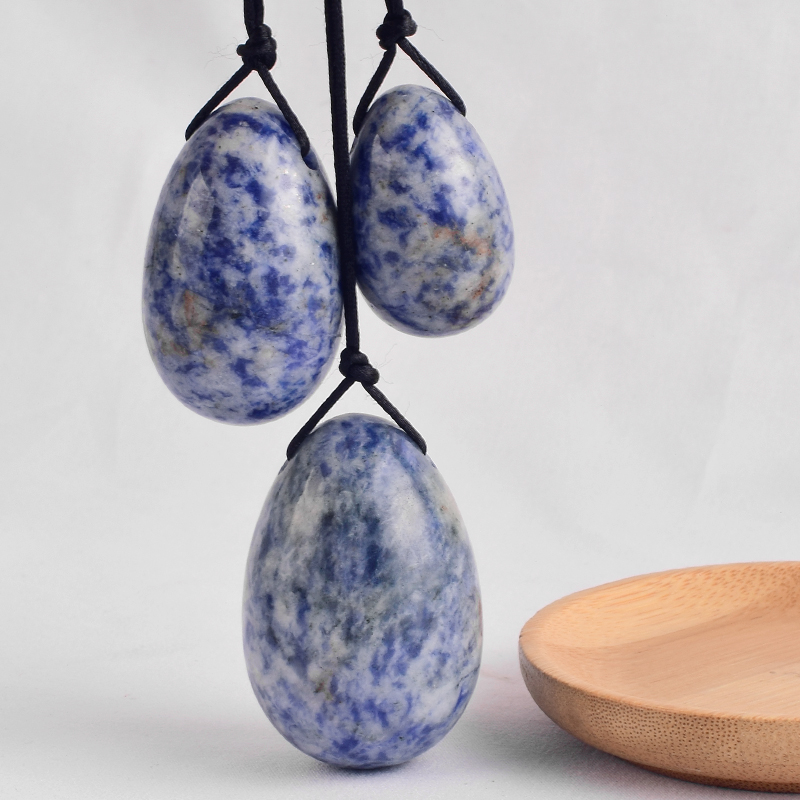 Blue Spot Jasper Jade Yoni Eggs Massage Kegel Jade Eggs 3PCS Natural Jade Chakra Healing Yoga Exercise Eggs To Train Pelvic Muscles