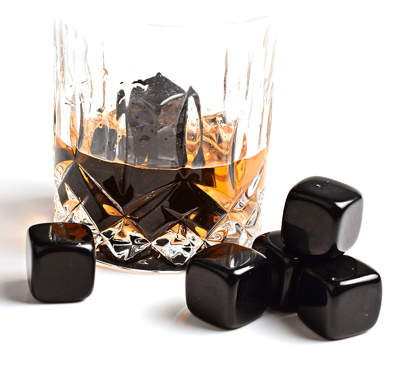 Natural Black Obsidian Whiskey Stones Crystal Whisky Bar Ice Stone Set 