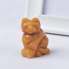  Hand Carved Natural Yellow Jade Crystal Small Cat Figurines Gemstone Craft