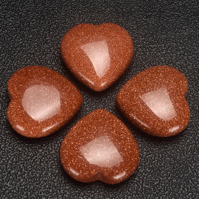 20mm 30mm 35mm Gold Sandstone Heart Shape Gemstone Beads Natural Crystal Hearts 