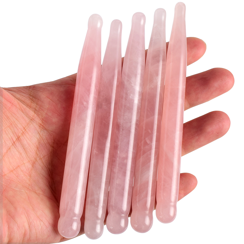 Natural Rose Quartz Guasha Scraping Massage Tool, Massage Wand for Acupuncture Therapy Stick 