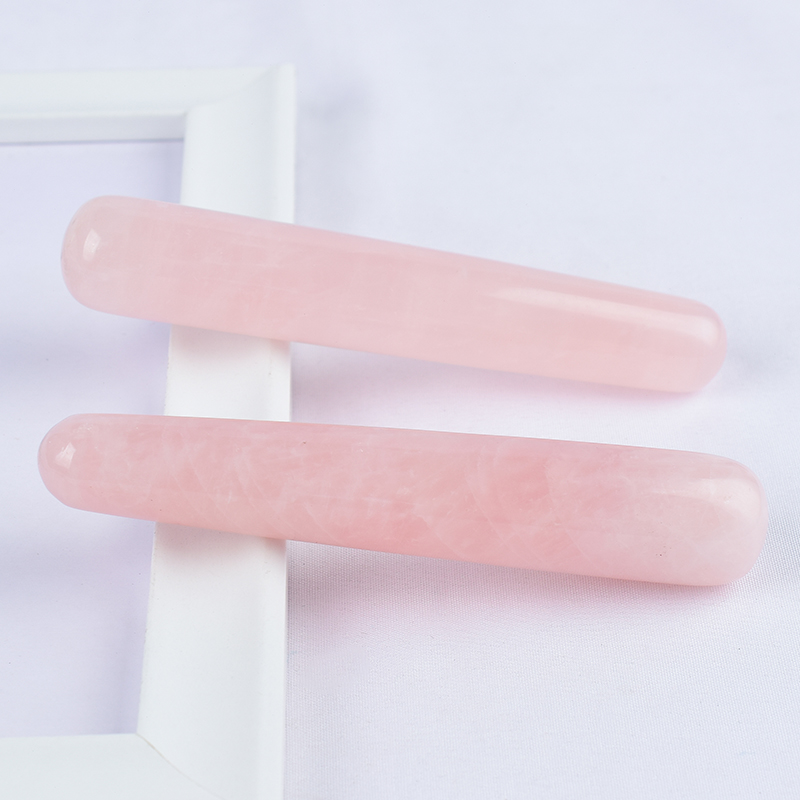 Natural Rose Quartz Wand Massage Wand for Acupuncture Therapy Stick 