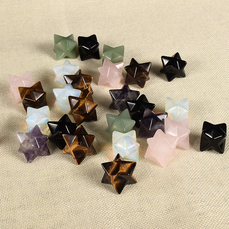 Natural Gemstone Rock Quartz Crystal Merkaba Star Stone